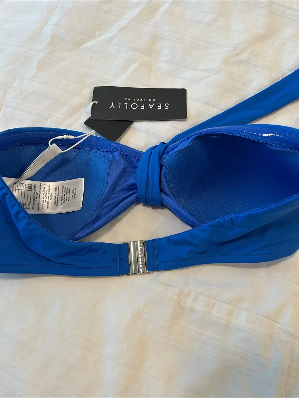 Seafolly Bright Blue Twist Front Bandeau Halter Bikini Top